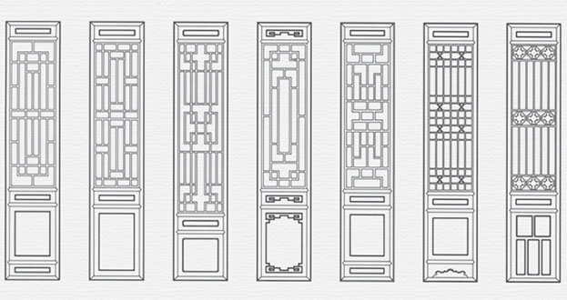 房县常用中式仿古花窗图案隔断设计图